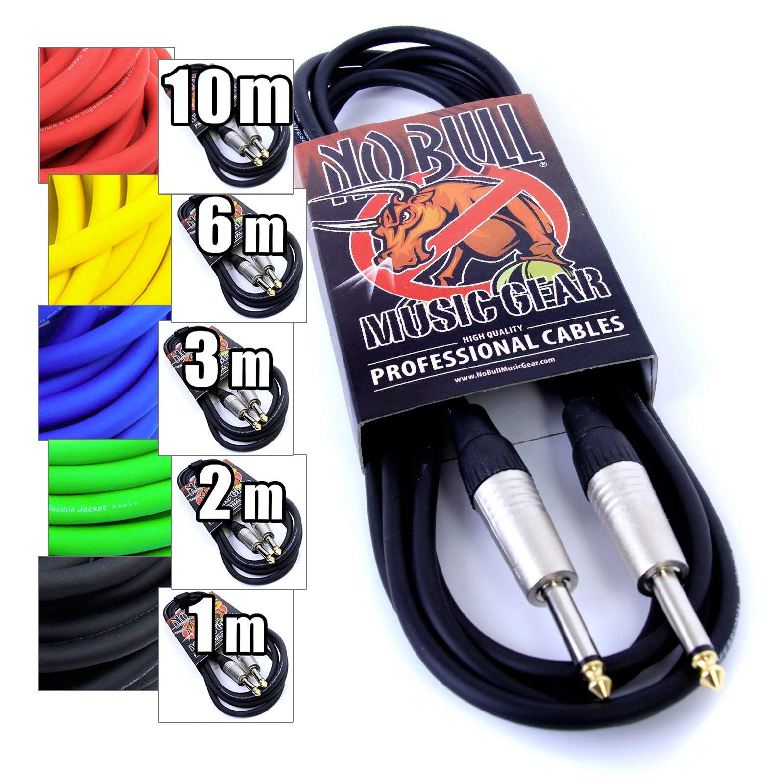 Premium Guitar/Instrument Cable (Black, 10ft / 3m, Straight Plugs) - Achieve a Cleaner Signal via a Heavy Duty Pro 1/4" Jack to Jack Noiseless Mono Lead - Coloured Link Lead to Amplifier/Amp Cable