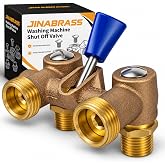 Washing Machine Shutoff Valve, 1/2" MPT x 3/4" Outlet Hose Thread | Single Lever Brass Ball Valve, Simultaneous Hot/Cold Water Control, 180&deg;F Max and 125 PSI, Corrosion-Resistant Durable Body