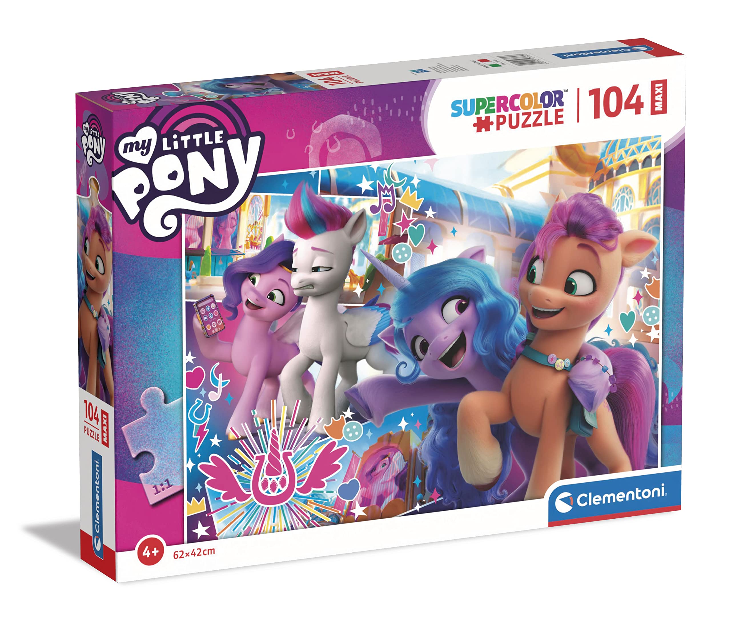 Clementoni - 23764 - Supercolor Puzzle My Little Pony - 104 Maxi Pieces - Jigsaw Puzzle For Kids Age 4
