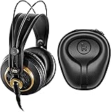AKG K240 Studio Professional Semi-Open Over-Ear Stereo Headphones Bundle with Knox Gear Hard Shell Headphone Case (2 Items)