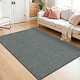 SHACOS 4x6 Area Rugs for Living Room, Soft Machine Washable Rug Non Slip, Stain Resistant Indoor Carpet Modern Geometric Area Rug for Bedroom Dining Room Nursery Home Decor, Grey