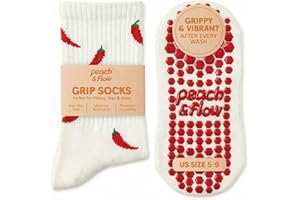 Peach & Flow Cute Pilates Grip Socks for Women | Non-Slip Barre, Reformer & Yoga Socks | US Size 5-9, Multiple Unique Styles