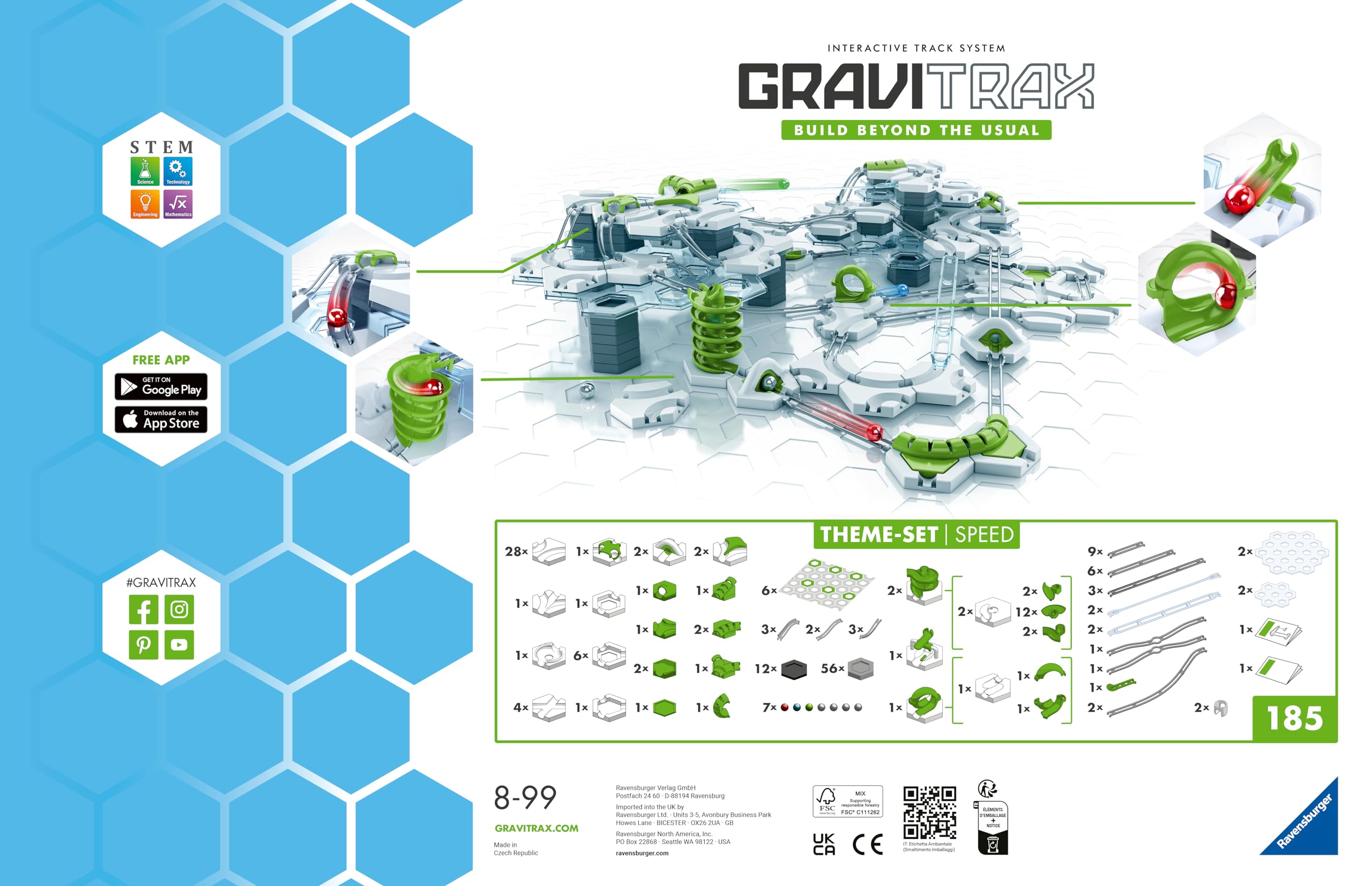 Ravensburger GraviTrax - Speed Starter Set (185 Pieces) - Marble Run - Creative Construction Toy - Build-Your-Own Marble Track - Ages 8 and Up