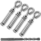 SRZTXU 4 Pack 1/4" X 3-1/2" Expansion Eye Bolt,Concrete Eyebolt Anchors | Heavy Duty 304 Stainless Steel Eyebolt Anchors for Concrete Wall,expansion bolts,concrete wall anchors
