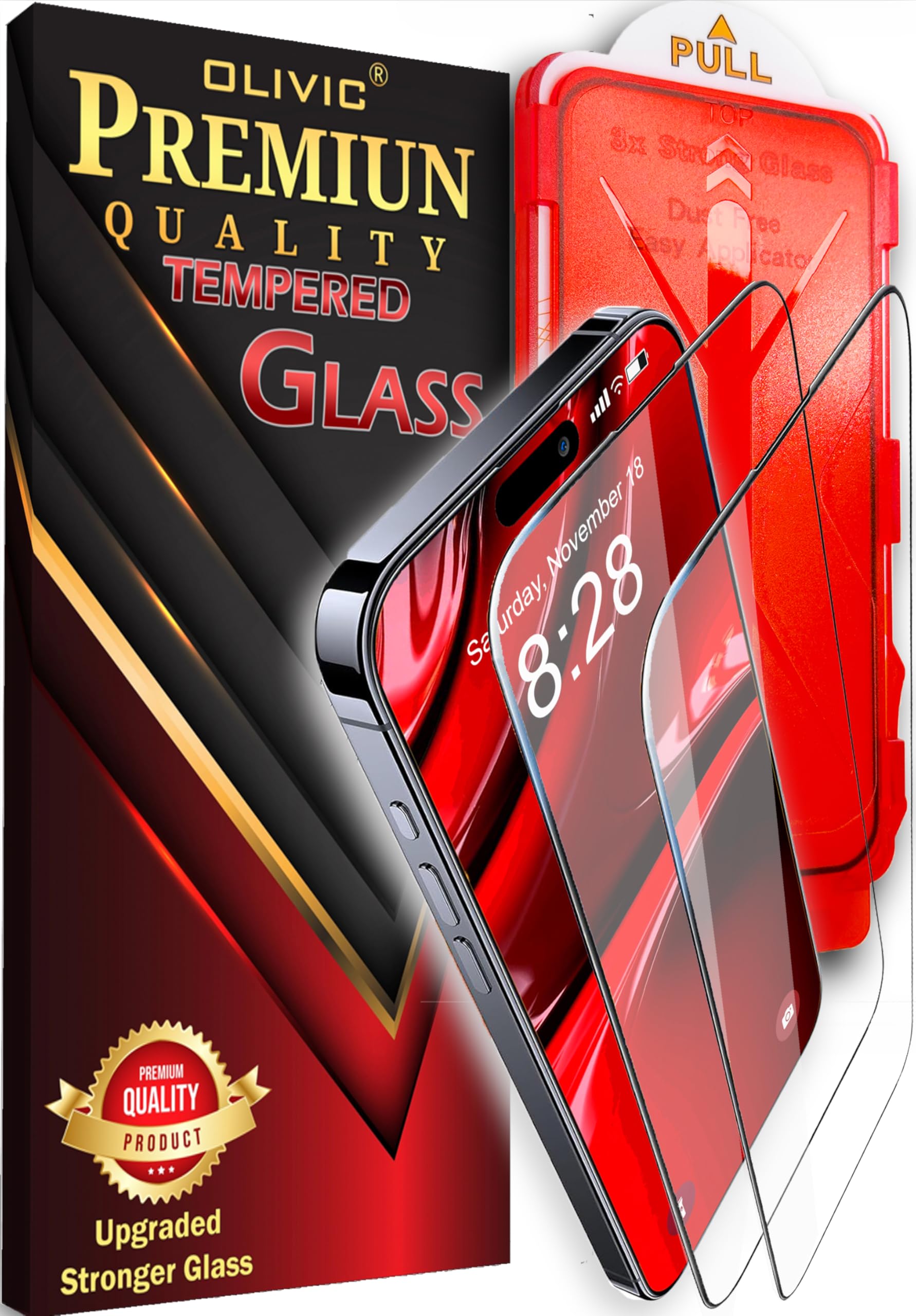 Photo 1 of OLIVIC Screen Protector Compatible with iPhone 16 Pro Max Screen Protector, Easy Installation, Magic frame Full Coverage & Military Grade, 16 ProMax, 16 Pro Max Tempered Glass, Durable, 9H, Edge to Edge 2 Packs