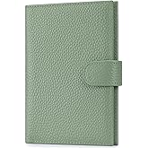 FREYAMIRA Passport Holder for Travel Women RFID Blocking Genuine Leather Passport Wallet with Card Slots, Zipper Coins Pocket, Cash Holder, Green