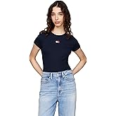 Tommy Jeans Womens Graphic Tee with Embroidered Flag Detail