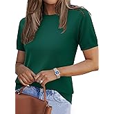 Zeagoo Womens Summer Short Sleeve Tops Crew Neck Lightweight Pullover Sweaters Loose Dressy Casual Blouse Basic Clothes