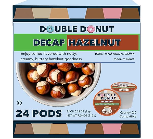 DOUBLE DONUT COFFEE HAZELNUT DECAF COFFEE PODS MEDIUM...
