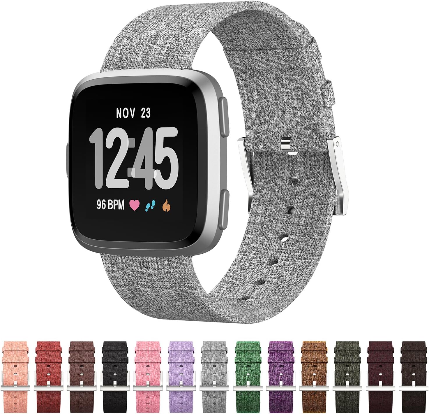 GeekSpark Compatible for Fitbit Versa Bands, Woven Fabric Quick Replacement Accessories Wristbands with Classic Square Stainless Steel Clasp for Fitbit Versa Smartwatch