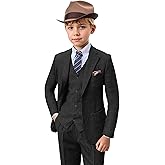 Boys Tweed Herringbone Suits 5 Pcs Boy Retro Tweed Suit for Wedding | Vintage Style,Adjustable Waist,Vest Back Satin Fabric Size 3T-16