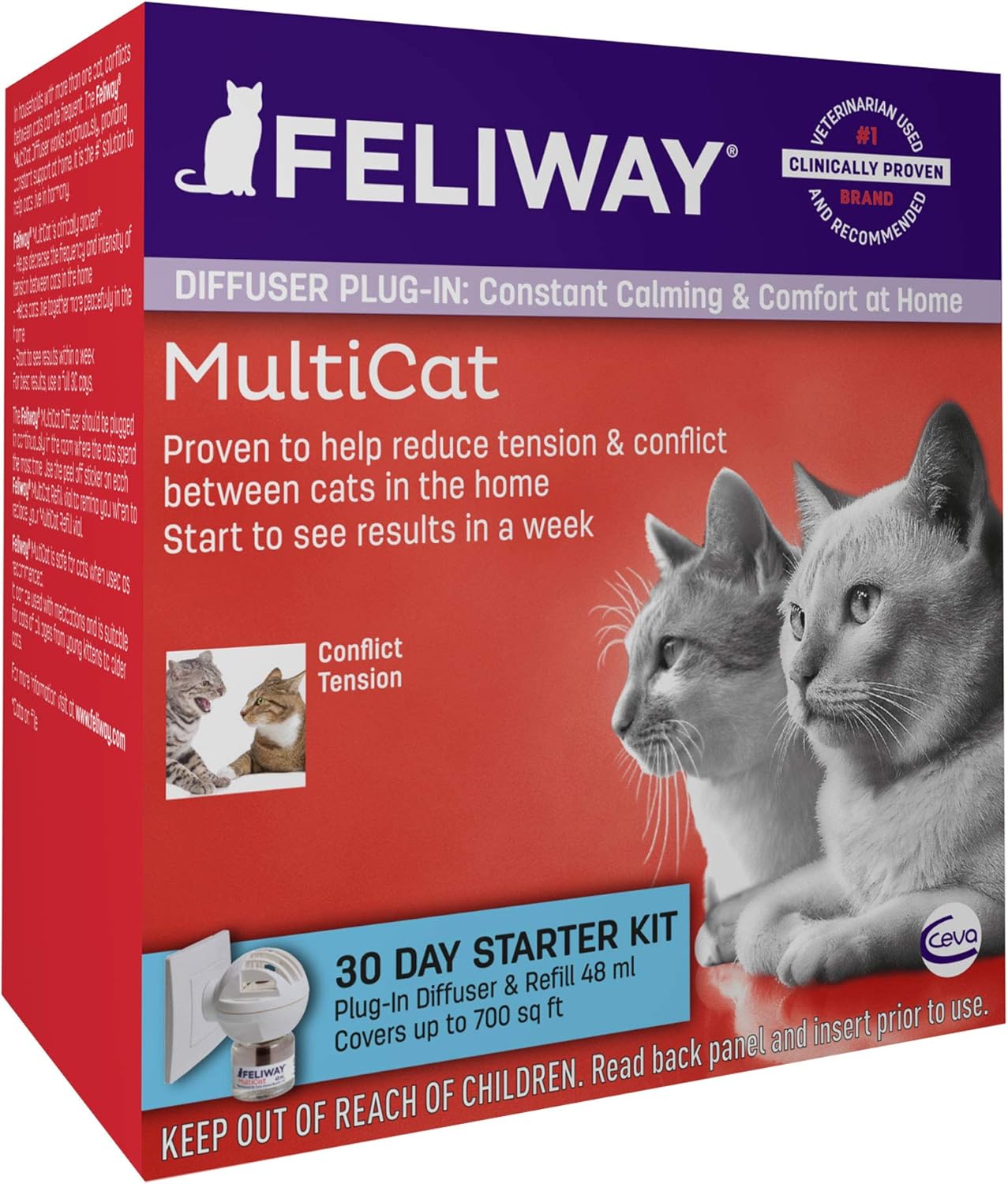 Feliway MultiCat Calming Diffuser Kit (30 Day Starter Kit), Vet Recommended, Reduce Fighting and Conflict Among Cats : Pet Supplies