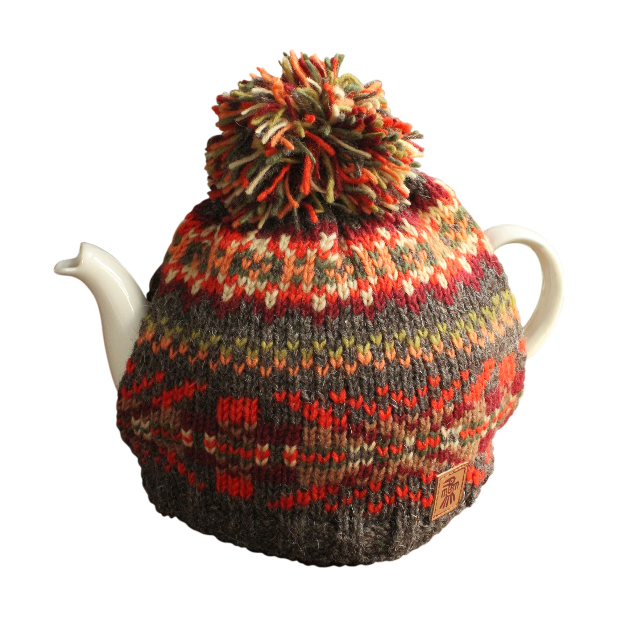 Pachamama Handknitted Medium 4-6 Cup 1.2L Wool Tea Cosy Teapot Cover - Fairisle Pattern Insulated Handmade Fair Trade Multicoloured