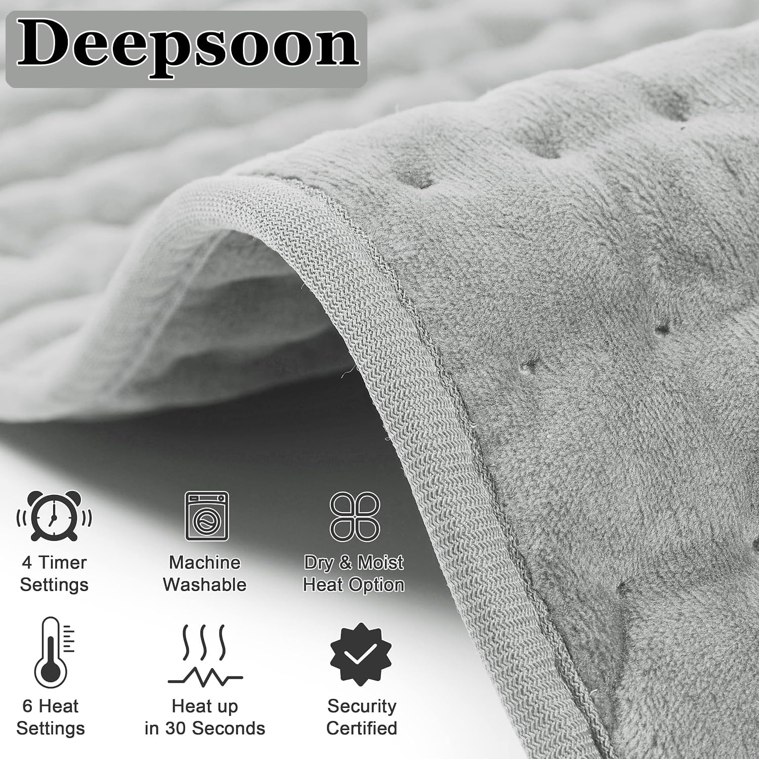 Heating Pad,Electric Heating Pads for Back,Neck,Abdomen,Moist Heating Pad for Shoulder,Knee,Arms,Legs,Dry/Moist Heat & Auto Shut Off,Birthday Gifts for Men and Women(Light Gray, 24''×12'')