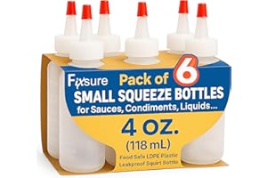 FIXSURE Plastic Squeeze Bottles with Red Tip Cap, 4 Oz Squirt Bottle For Ketchup, BBQ, Sauces, Syrup, Condiments, Oil, Pancake, Cookie Decorating, Dressings, Travel, Camping, Lab, Arts and Crafts (1)
