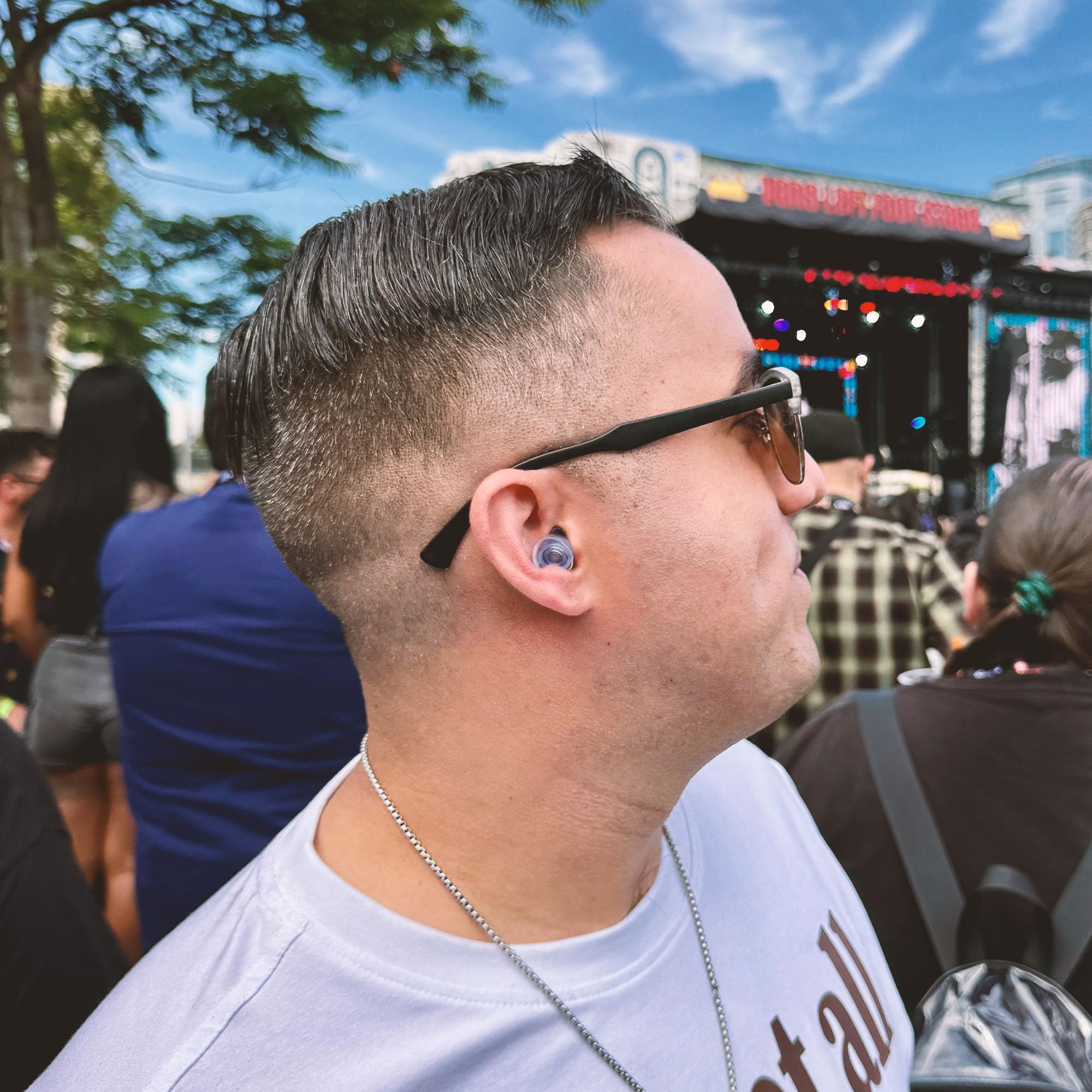 Eargasm High Fidelity Earplugs with Blue Filters - Reusable Noise Reduction Hearing Protection Ear-Plugs with Carrying Case for Concerts, Festivals, Raves, Musicians, Live Music, Sporting Events