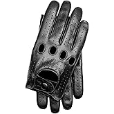 Riparo Genuine Leather Full-Finger Driving Gloves (Large, Black)