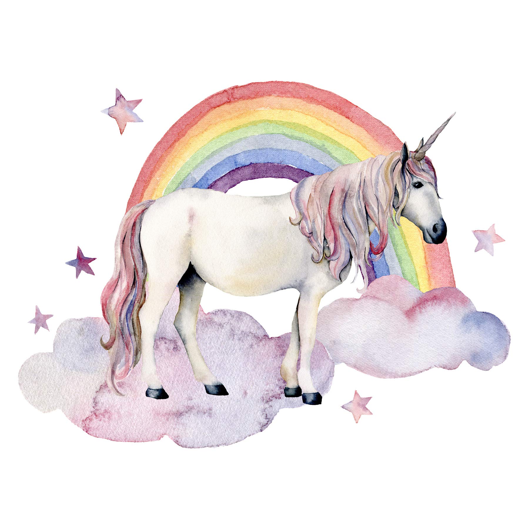 Wee Blue Coo Unicorn Watercolour Rainbow Large Wall Art Print Canvas Premium Poster