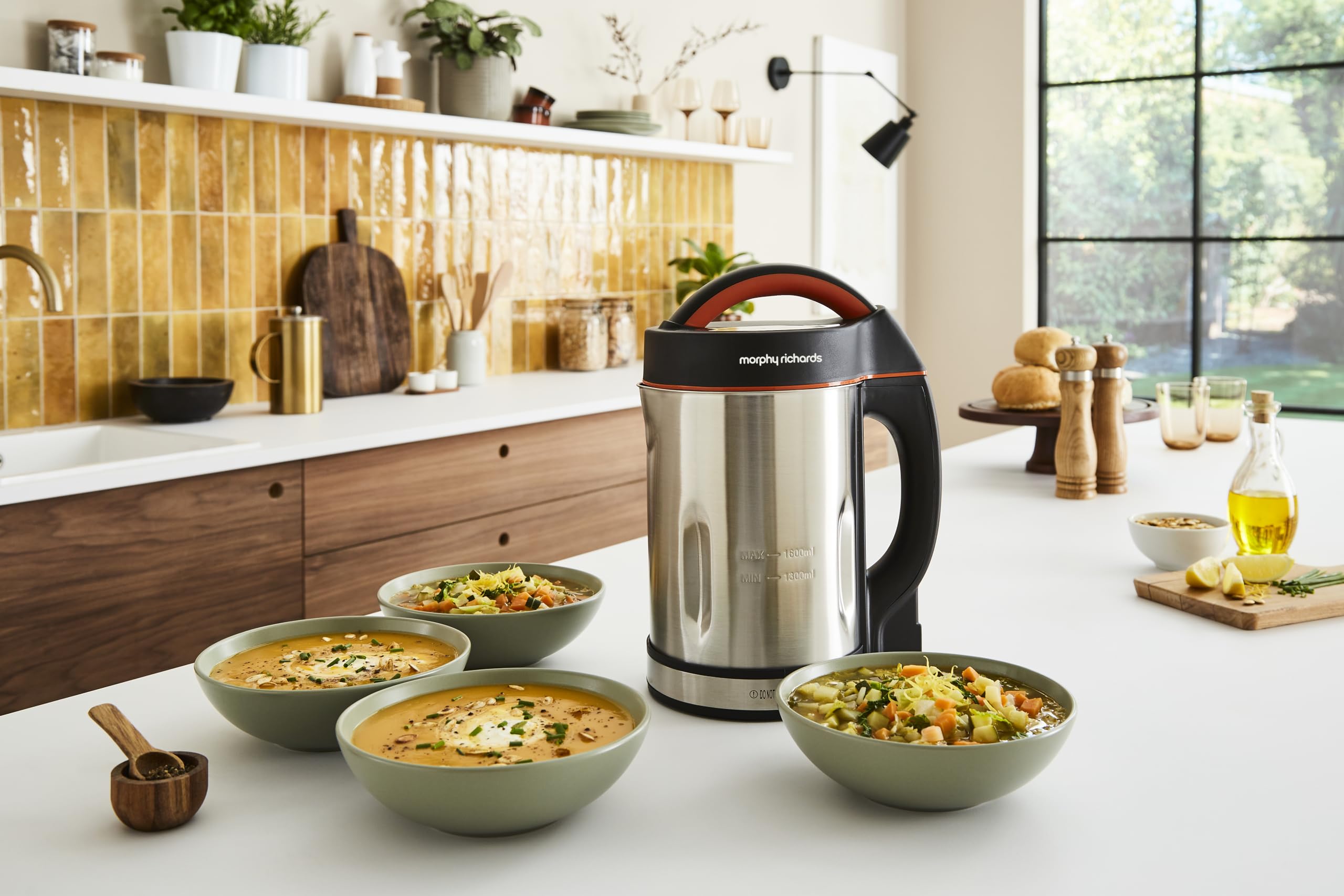 Morphy Richards Classic Soup Maker, 1.6L, Multi-Settings, LED Displayed Panel, Motorised Blade, Stainless Steel, 1000W, 48822