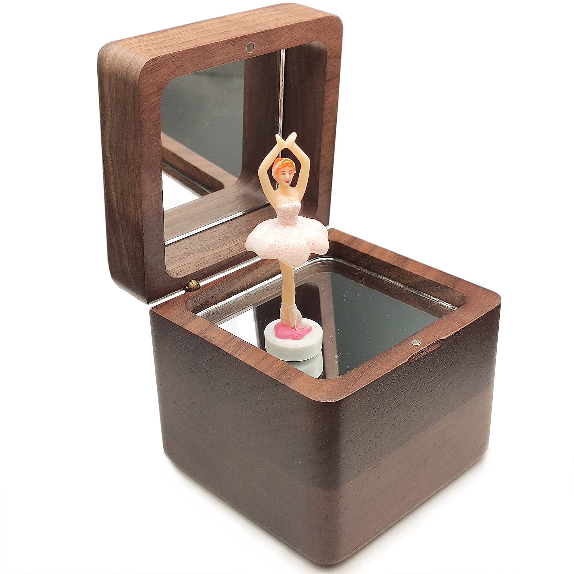 falado 18 Note Wind Up Solid Wood Ballerina Girl Music Box, for Christmas/Birthday/Valentine's Day/Mother's Day, Tune of Swan Lake. (Walnut Wood)