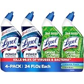 Lysol Toilet Bowl Cleaner Clinging Gel, Power &amp; Bamboo, 24 oz, 4 Pack | Disinfecting, Sanitizing, Deodorizing, Septic Safe, Bleach Free, Removes Toilet Rings &amp; Hard Water Stains, Bathroom Cleaner