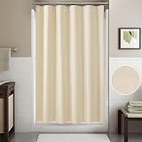 Shower Curtain Linen Look 152x214cm Beige with Metal Hooks view 5