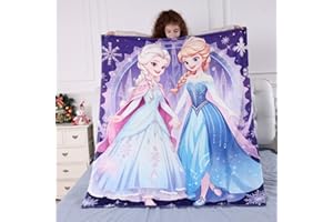 MEIKADU Kids Flannel Frozen Throw Blanket for Indoor and Outdoor Use, Super Soft Cozy Plush Blanket for Bedroom Couch Travel Gifts for Girls (Frozen-2, Throw(50'' × 60''))