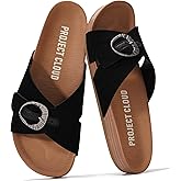 Project Cloud Womens Sandals - Adjustable Buckle Sandals for Women 2026 with Plush Insole - Lightweight & Non Slip Slides for Women Footwear (Beaming)