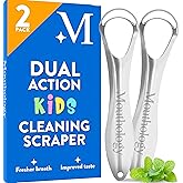 Tongue Scraper For Kids (2 Pack), Reduce Bad Breath, Metal Tongue Scraper, Tongue Cleaner, Tongue Scraper, Stainless Steel To