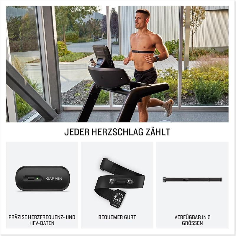 HRM 200 - Herzfrequenz-Brustgurt zur Messung präziser Herzfrequenz- und HFV-Daten, Batterielaufzeit von bis zu 1 Jahr, waschmaschinenfester Gurt, größenverstellbar, Größe M-XL