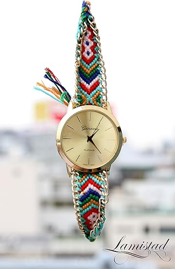 Amazon Lamistad 腕時計 レディース 腕時計 メンズ 男女兼用 ミサンガウオッチ 入手困難 アクセサリー ブレスレット 夏 ビーチ ロンハーマン 好き な 方 10カラー Mwc 480 10 Grn レディース腕時計 腕時計 通販