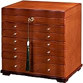 Xloverise Wooden Jewelry Box,jewelry boxes for women large jewlrey box&organizers with necklace hanger,jewerly organizer,jewelry holder organizer,9-layer large capacity jewelry storage box