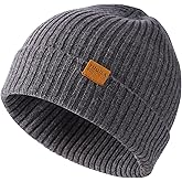 FUQILA 100% Merino Wool Cuff Beanie Hat, Unisex Warm Winter Caps Soft, Breathable & Cozy Stretchy Knitted Cuffed Cap