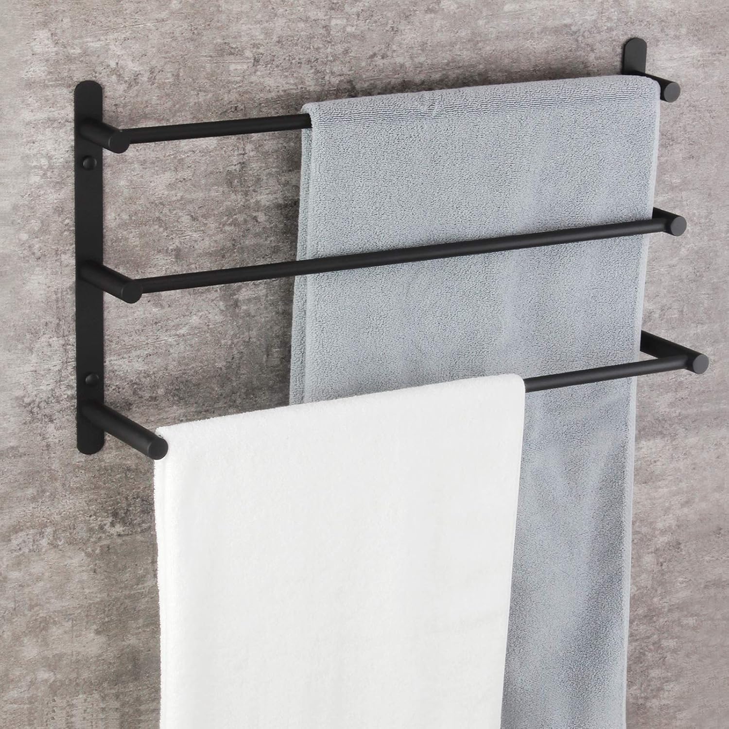 KOKOSIRI Bath Towel Bars Matte Black Bathroom 3-Tiers Ladder Towel Rails Wall Mounted Towels Shelves Rack Stainless Steel, B5002BK: Kitchen & Dining