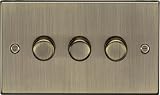 Knightsbridge CS2183AB Square Edge Antique Brass 3G 2-Way Dimmer 10-200W