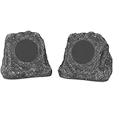 Victrola Outdoor Rock Speaker (Pair) – IPX4 Rechargeable Outdoor Bluetooth Speakers for Garden, Patio, Built for All Seasons, Wireless Music Streaming (Charcoal)
