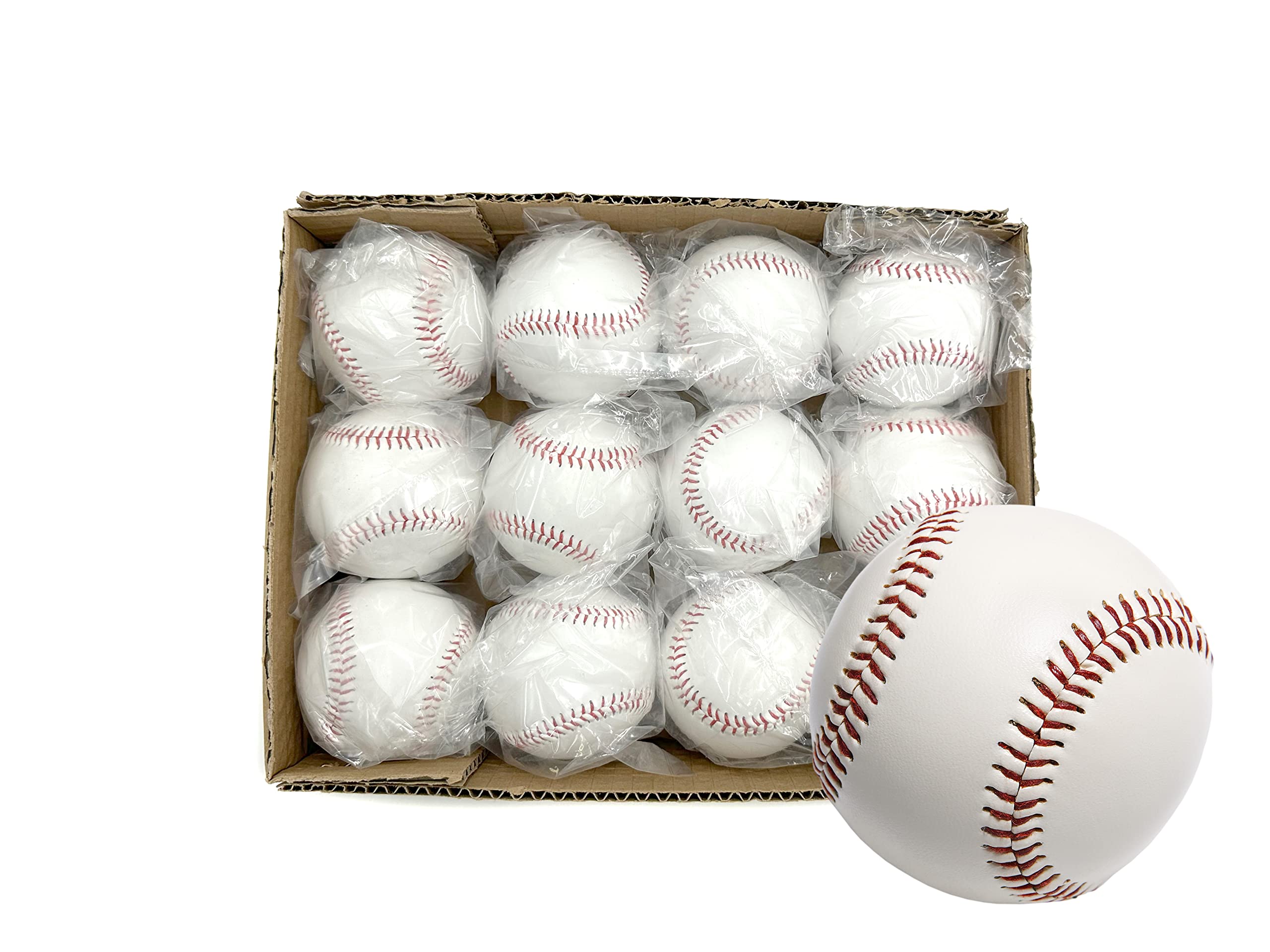 PEAKS&TREES 野球ボール 練習用 1ダース 12球 PVCレザー 練習球 白 無地 個包装 (軟球)商品画像