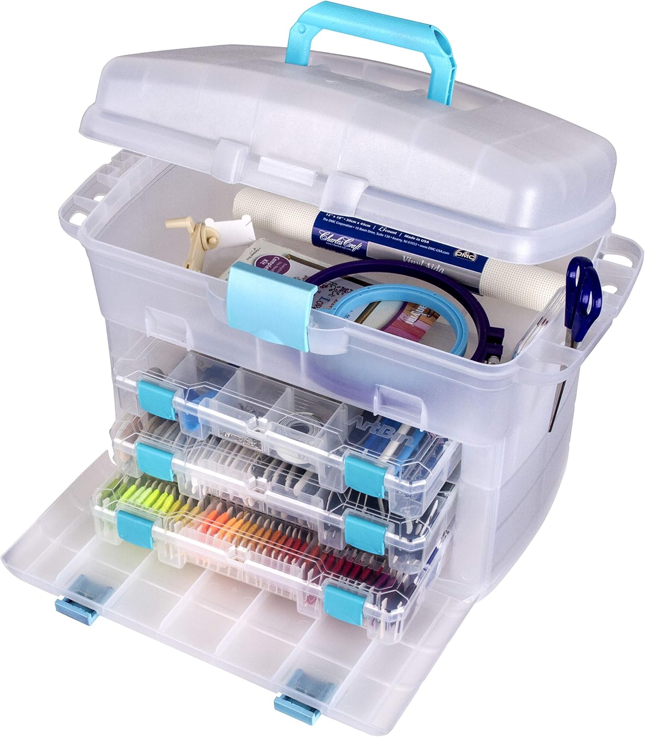 Amazon Com Artbin Solutions Cabinet Portable Sewing Supply Organizer With Handle Drawers 1 Plastic Storage Case Clear