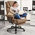 GYI Big and Tall Office Chair 400LBS, 160° High Back Reclining Office Desk Chair with Wide Seat, Arms, Footrest, Brown
