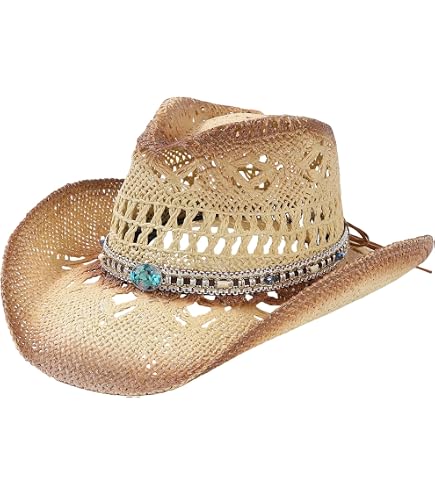Straw Cowboy Hat with Wide Shapeable Brim & Chin Strap for Rodeo WOOH Straw Cowboy Hat for Women and Men, Wide Brim Western  main image 4