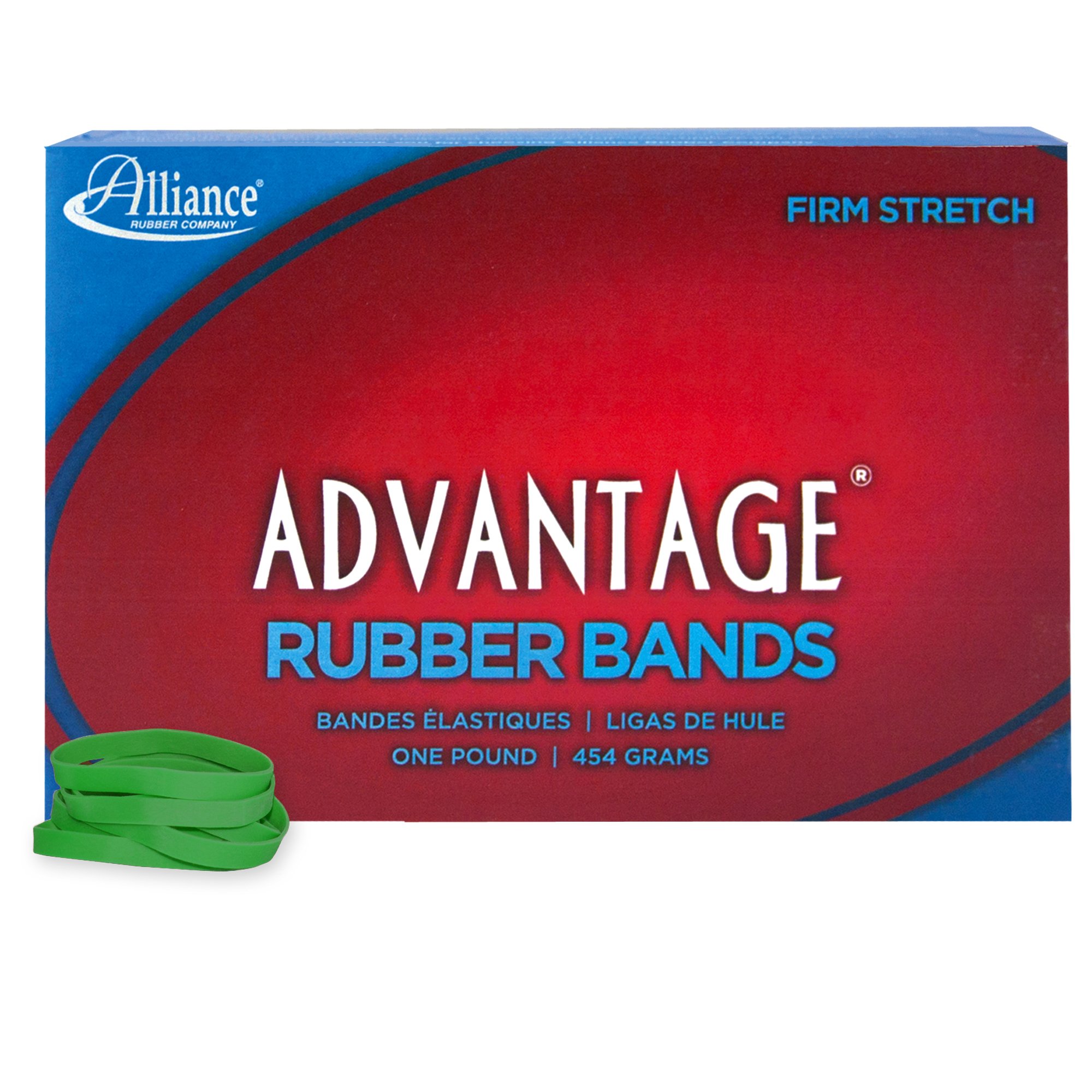 Alliance Rubber 66625 Advantage Rubber Bands Size #62, 1 lb Box Contains Approx. 450 Bands (2 1/2" x 1/4", Green)