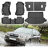 Jdeymat Custom for 2013-2018 Subaru Forester Floor Mats Trunk Cargo Liner and Backrest Mat Set All Weather TPE Accessories (for 2013-2018 Subaru Forester Full Set)