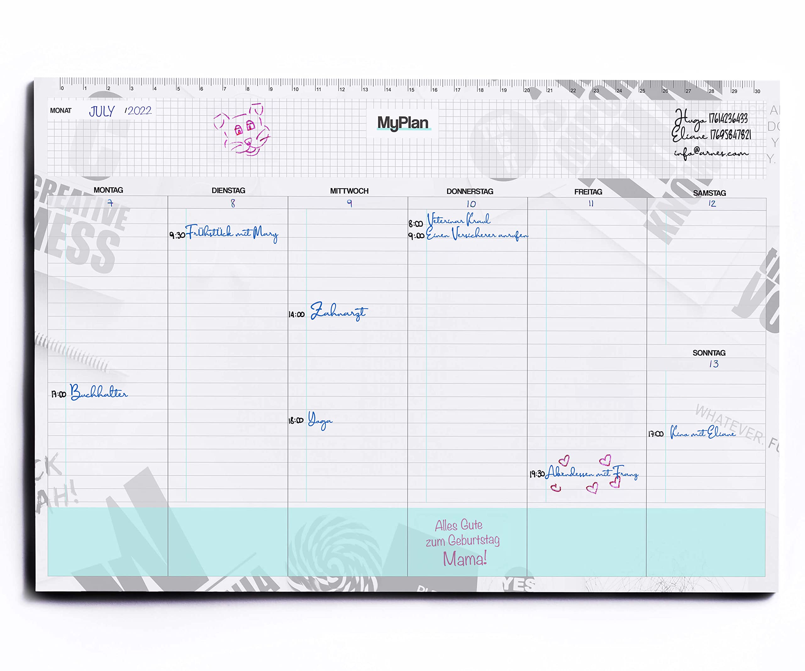 A4 Diary – Weekly Planner Pad 32 x 22 – Weekly Calendar to Tear Off for Appointments and To Do List