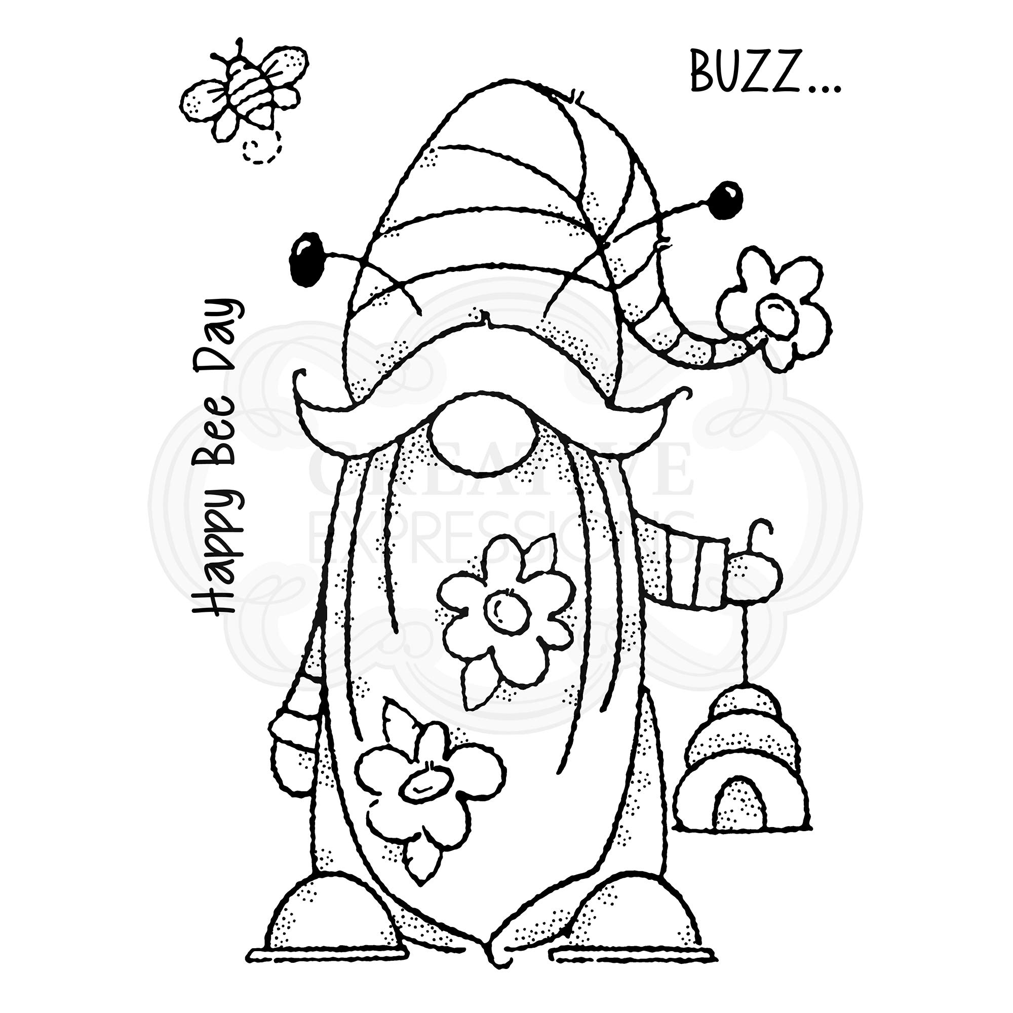 Woodware Francoise Collection-Clear Singles-Bee Gnome-Stamp, Trancparent, 6 x 4-inch, FRS843