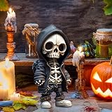 Pipihome Skeleton Figurines Skull Ornament Statue Halloween Decor Resin 13.5cm view 4