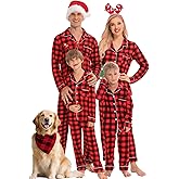 SWOMOG Matching Family Christmas Pajamas Set Long Sleeve Festival Party Pj Set Button-Down Sleepwear