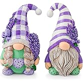 Shappy 2 Pcs Gnomes Decorations for Home Gnomes Figurine Gifts Spring Summer Table Ornaments Decorations Gifts for Home(Lavender Style)