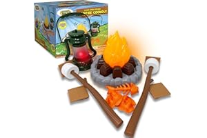 Nature Bound Kids Camping Playset - Light-Up Campfire Toy Set for Indoor and Outdoor Adventures - Pretend S’Mores, Lantern, and Camping Accessories (Gift Box)