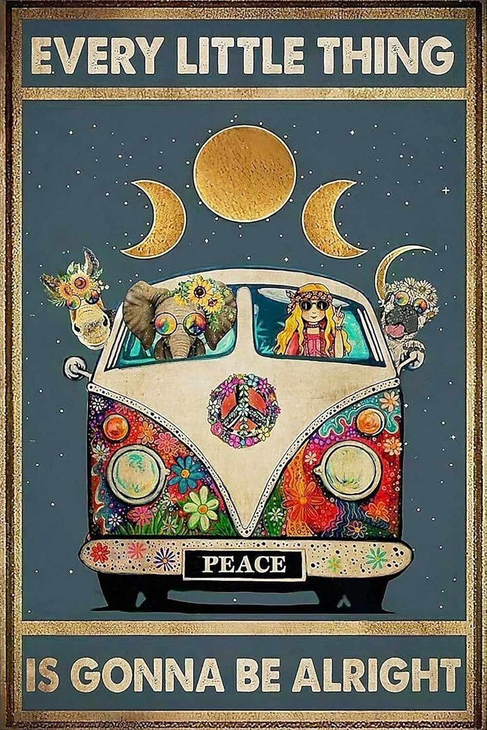 Wall Décor - Bestylez Vintage Hippie Poster Eevery Little Thing Is Gonna Be Alright Sign For Home Office Wall Décor, Aluminum 12 * 8 Inch (955)