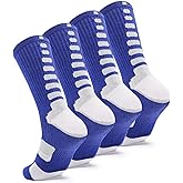 DILIBA Men's Basketball Socks Cushion Athletic Crew Football Socks for Women's Youth Boys Royal Blue